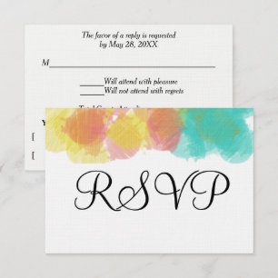 Künstlerischer Gouache Pink Yellow Blue UAWG RSVP Karte