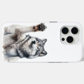 Künstlerischer Grauer Wolf in Wasserfarbe Case-Mate iPhone Hülle (Rückseite (Horizontal))