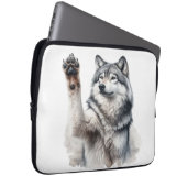 Künstlerischer Grauer Wolf in Wasserfarbe Laptopschutzhülle (Vorne Rechts)