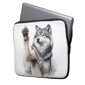 Künstlerischer Grauer Wolf in Wasserfarbe Laptopschutzhülle (Vorderseite Links)