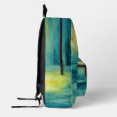 Künstlerischer, handgemalter Wasserfarben Blau Bedruckter Rucksack (Links)