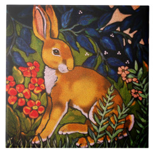 Künstlerischer Hase Wald William Morris Hell Fliese