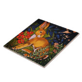 Künstlerischer Hase Wald William Morris Hell Fliese (Seite)