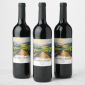 Künstlerischer impressionistischer Weinberg-Sonnen Weinetikett (Flaschen)