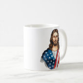 Künstlerischer Jesus mit amerikanischer Flagge Kaffeetasse (VorderseiteRechts)