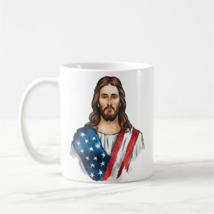 Künstlerischer Jesus mit amerikanischer Flagge Kaffeetasse