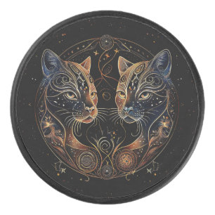 Künstlerischer Katzenkreis Zwillingskatzen Eishockey Puck