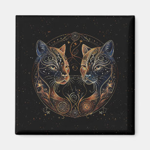 Künstlerischer Katzenkreis Zwillingskatzen Magnet