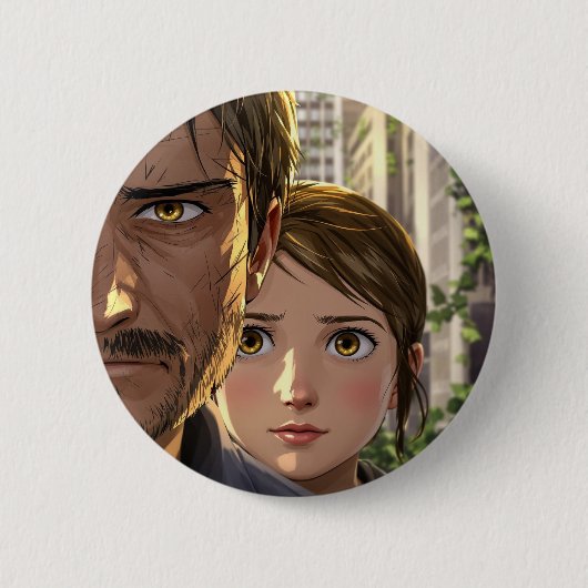 Künstlerischer Kinofilmdarsteller & Mädchen Pin-Ba Button (Vorderseite)
