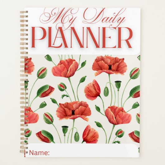 Künstlerischer Klatschmohn-Tagesplanplaner Planer (Vorderseite)
