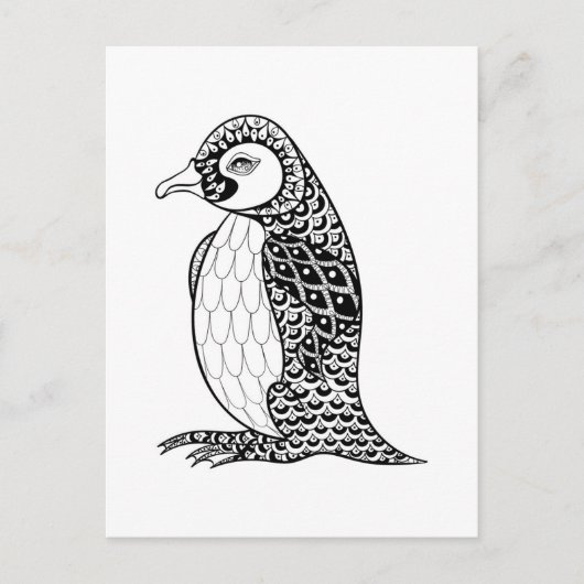 Künstlerischer König Penguin Zendoodle Postkarte (Vorderseite)
