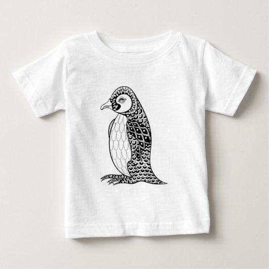 Künstlerischer König Pinguin Zendoodle Baby T-shirt (Vorderseite)