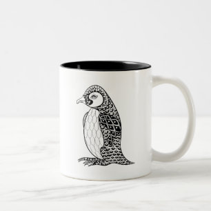 Künstlerischer König Pinguin Zendoodle Zweifarbige Tasse