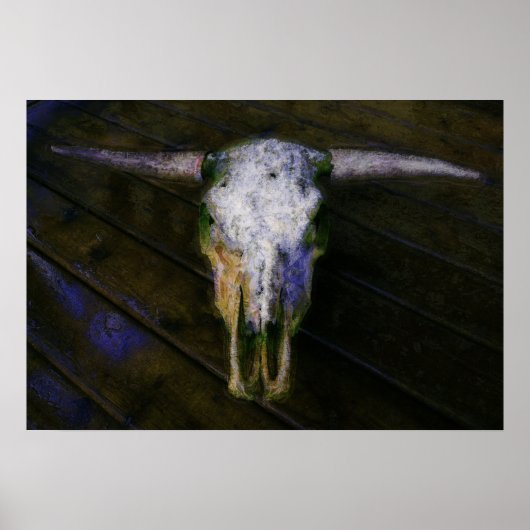 Künstlerischer Kuhschädel mit Hornplakat Poster (Vorne)