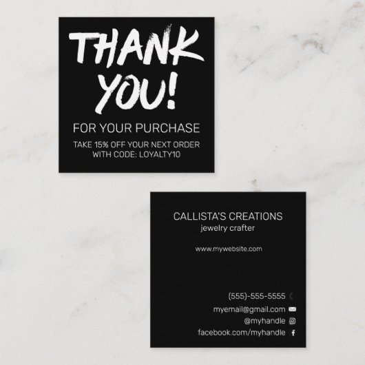 Künstlerischer Kundennachlass bei White Black Viel Quadratische Visitenkarte (Vorne/Hinten)