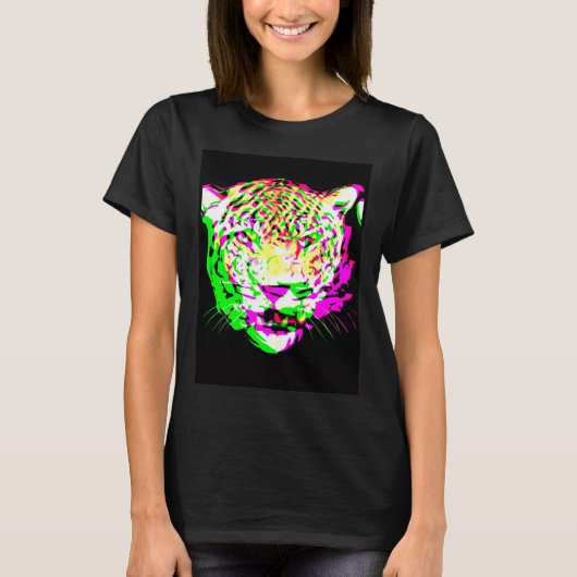 Künstlerischer Leopard psychedelisches Tier cool b T-Shirt (Vorderseite)