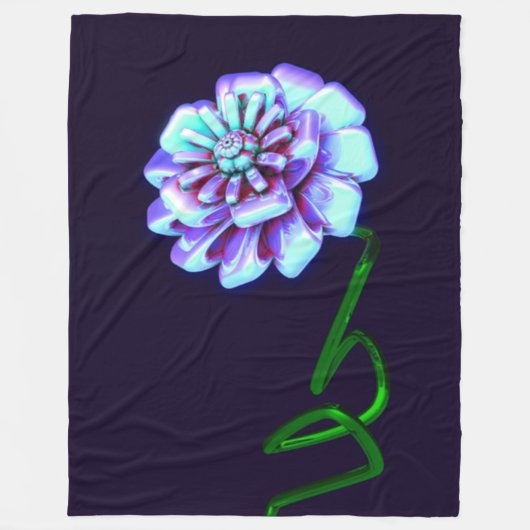 : Künstlerischer lila und blauer Blumenprint Fleec Fleecedecke (Vorderseite)