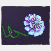 : Künstlerischer lila und blauer Blumenprint Fleec Fleecedecke (Vorderseite (Horizontal))