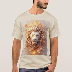 Künstlerischer Löwe mit goldenem geometrischem Mus T-Shirt