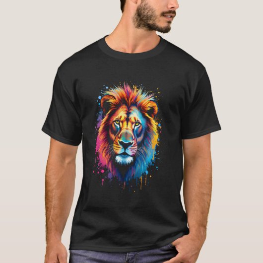 Künstlerischer Löwenkopf T-Shirt (Vorderseite)