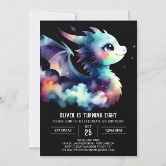 Künstlerischer Niedlicher Drache Geburtstag Einladung