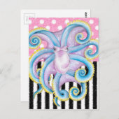 Künstlerischer Oktopus Postkarte (Vorne/Hinten)