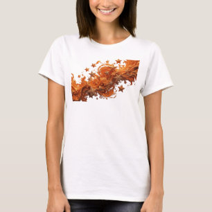 Künstlerischer Orange GOLDENE STERNE Druck T-Shirt