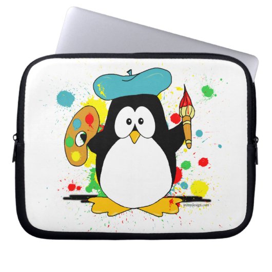 Künstlerischer Pinguin Laptopschutzhülle (Vorderseite)