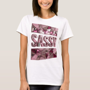 Künstlerischer Pinker SASSY Druck T-Shirt