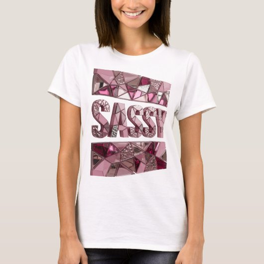 Künstlerischer Pinker SASSY Druck T-Shirt (Vorderseite)