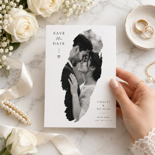 Künstlerischer Pinsel ausgeschnitten Foto Hochzeit Save The Date