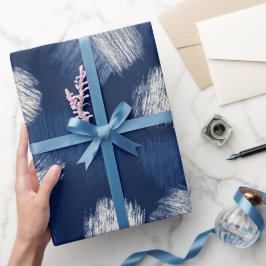 Künstlerischer Pinsel Navy Indigo Strich abstrakte Geschenkpapier