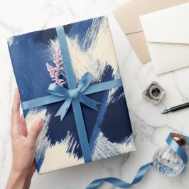 Künstlerischer Pinsel Navy Indigo Strich Abstrakte Geschenkpapier