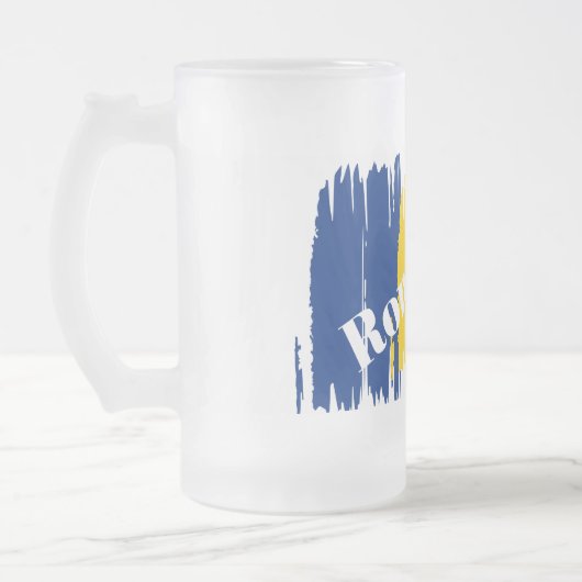 Künstlerischer Pinselstrich Rumänien Mattglas Bierglas (Links)