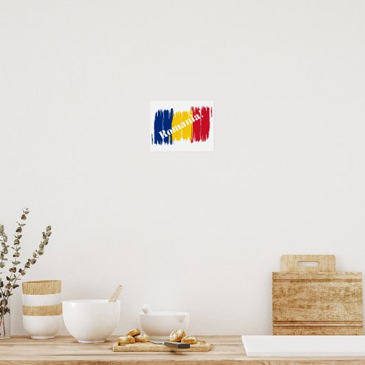 Künstlerischer Pinselstrich Rumänien Poster (Küche)
