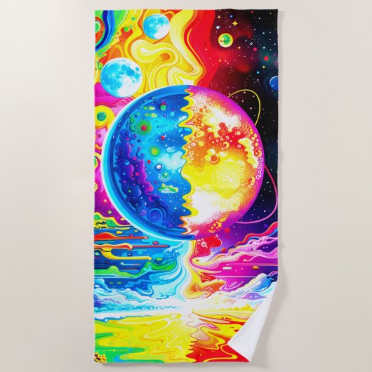 Künstlerischer Planet Strandtuch (Vorderseite)