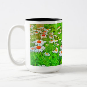 Künstlerischer Pop Bright and Colorful Art Daisies Zweifarbige Tasse
