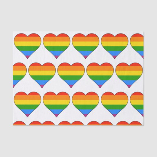 Künstlerischer Rainbow Heart Gay Pride auf Weiß Seidenpapier (Vorderseite)