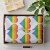 Künstlerischer Rainbow Heart Gay Pride auf Weiß Seidenpapier (Geschenk)