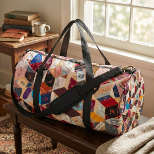 Künstlerischer Reisestil: Vintage Patchwork-Quilt Duffle Bag