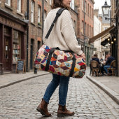 Künstlerischer Reisestil: Vintage Patchwork-Quilt Duffle Bag