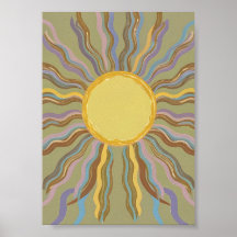 Künstlerischer Retro-Sonnenstrahl Minimalistisches