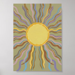 Künstlerischer Retro-Sonnenstrahl Minimalistisches Poster