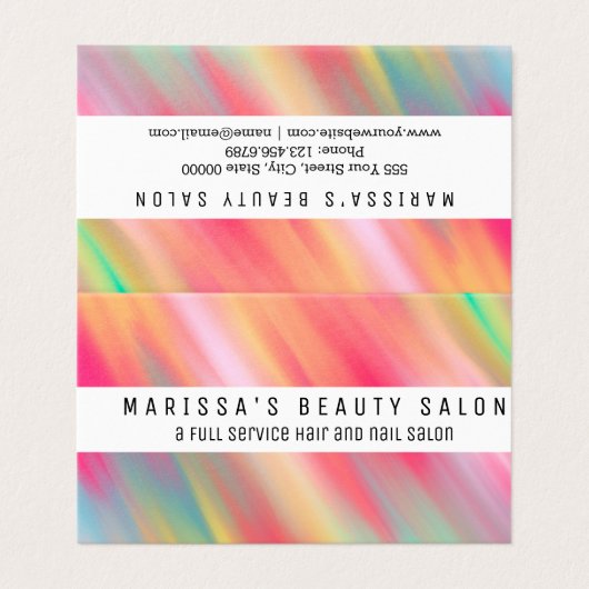 Künstlerischer rosa gelber abstrakter moderner visitenkarten (Außenseite Aufgefaltet)