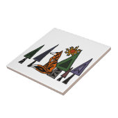 Künstlerischer roter Fox in der Waldkunst Fliese (Seite)