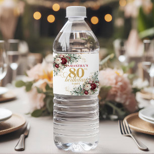 Künstlerischer Rouge Burgunder 80. Geburtstag Wass Wasserflaschenetikett