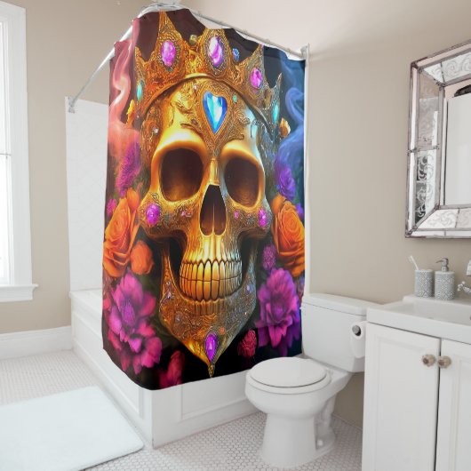 Künstlerischer Schädel Duschvorhang (Beispiel)