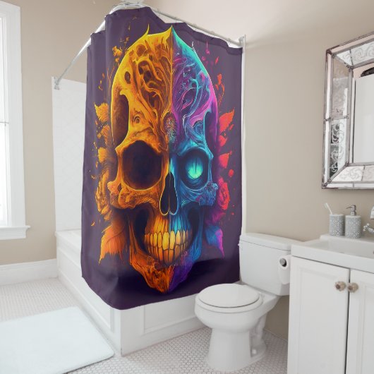 Künstlerischer Schädel Duschvorhang (Beispiel)