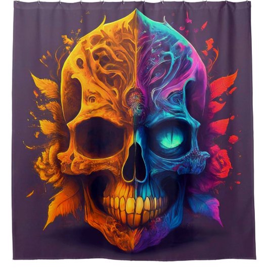 Künstlerischer Schädel Duschvorhang (Vorderseite)