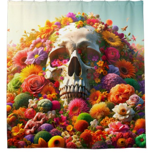 Künstlerischer Schädel Duschvorhang (Vorderseite)